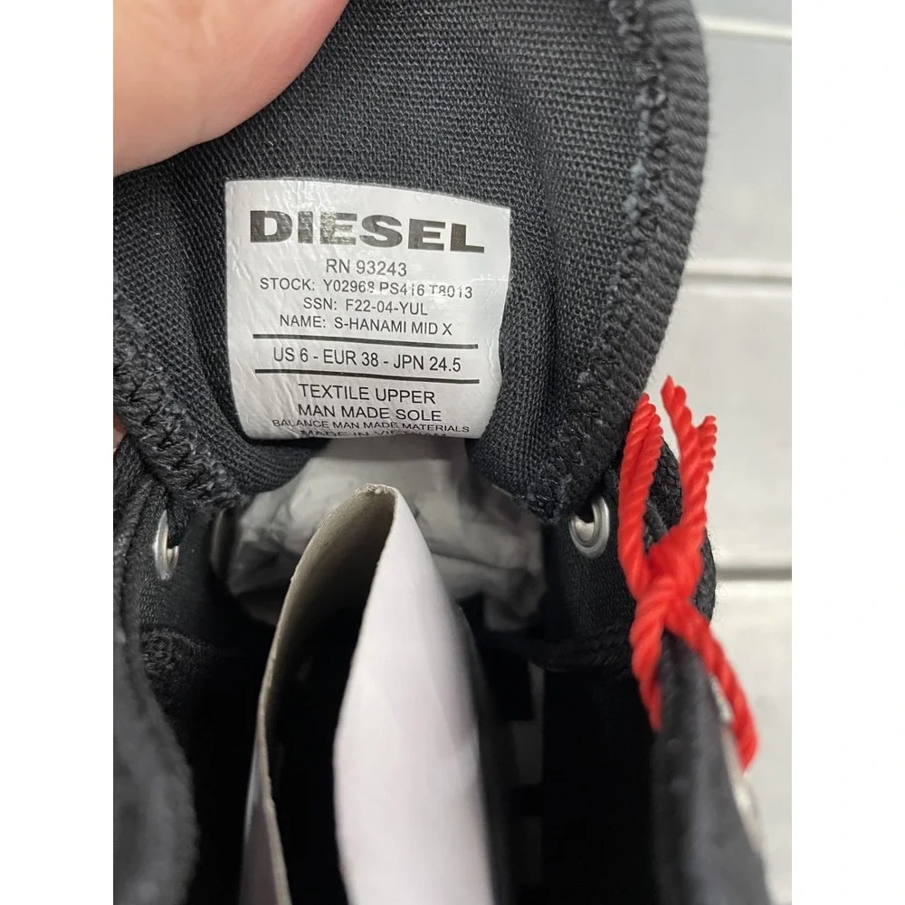 Diesel S-Hanami Mid X High Top Womens 38 US 7.5 Mens 6 Black Platform Shoes NWB‎